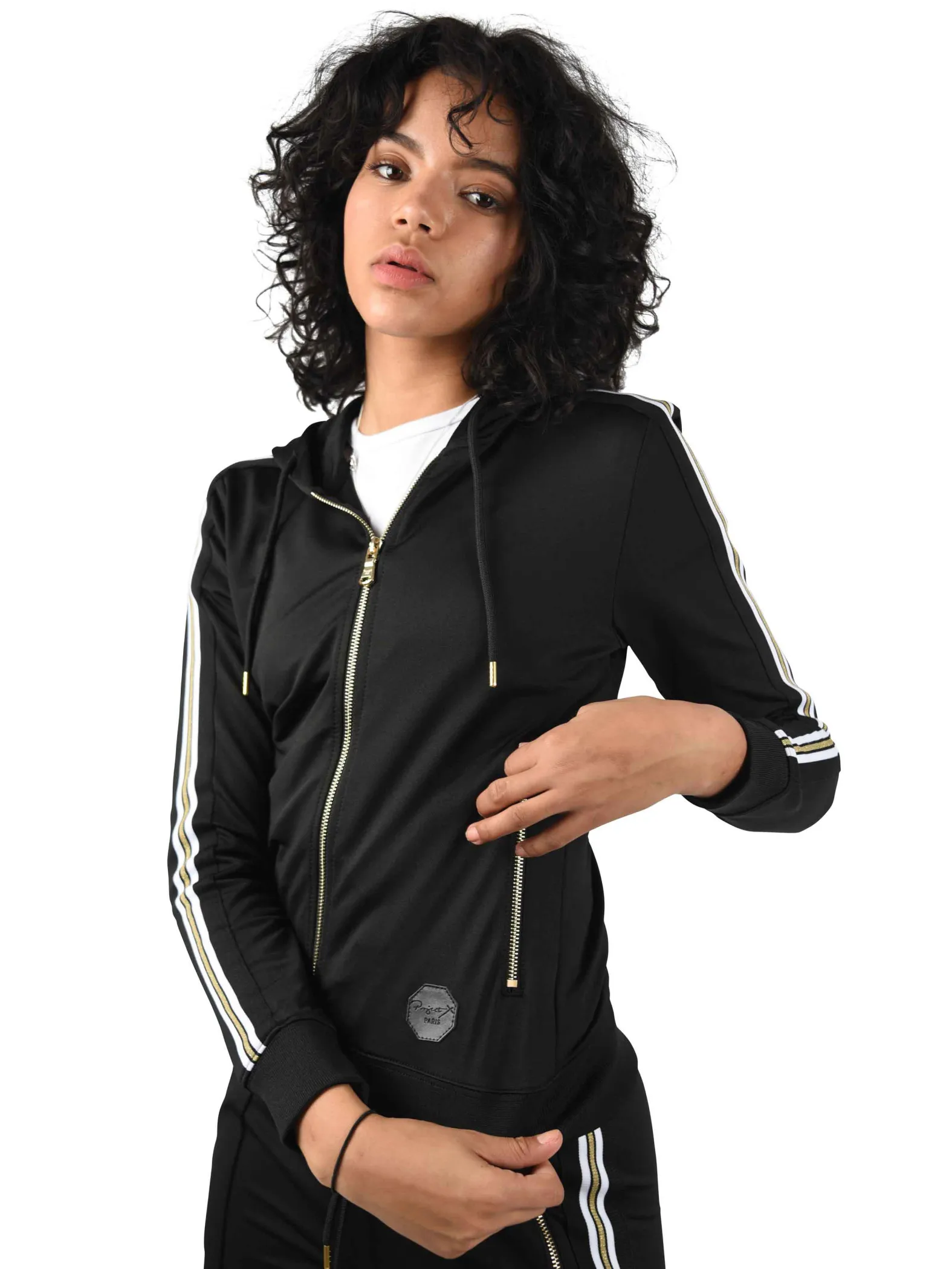 Sudadera con capucha a rayas laterales