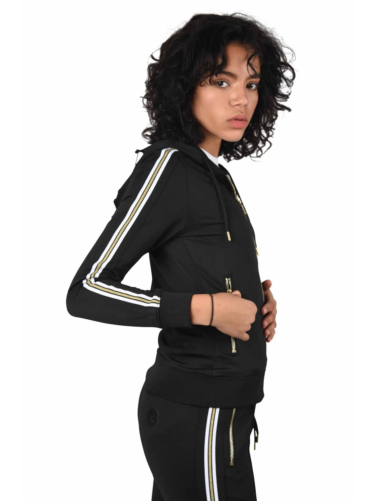 Sudadera con capucha a rayas laterales