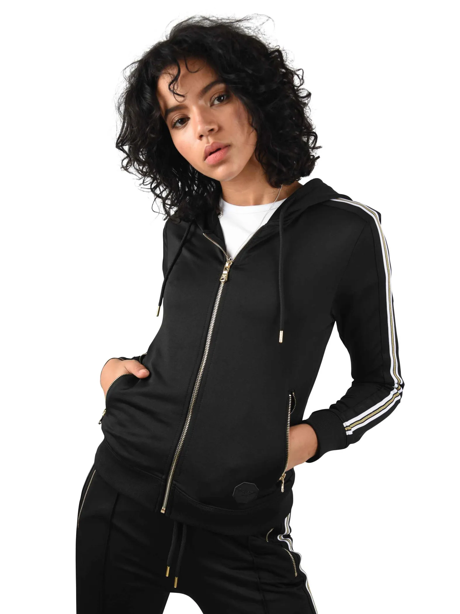 Sudadera con capucha a rayas laterales