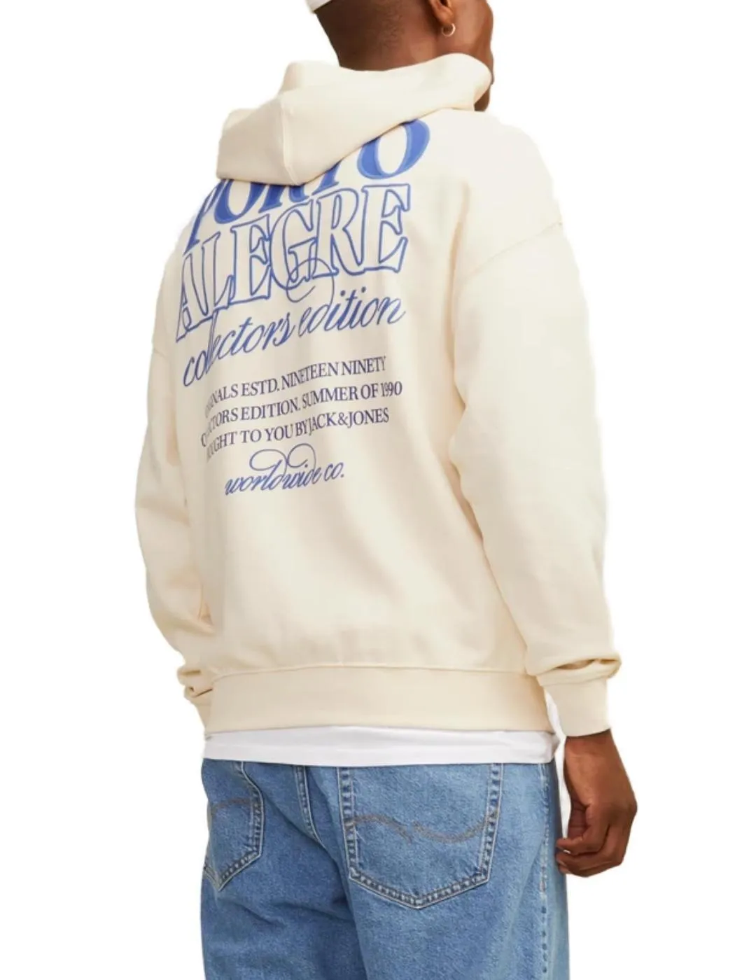 Sudadera Jack&Jones Mykonos beige con capucha para hombre