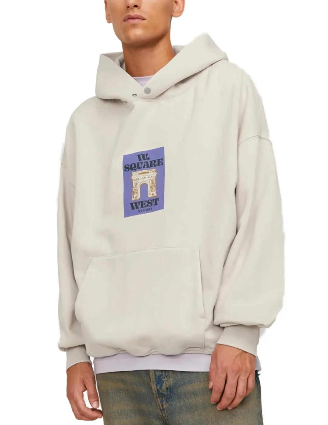 Sudadera Jack&Jones Ontario beige con capucha para hombre