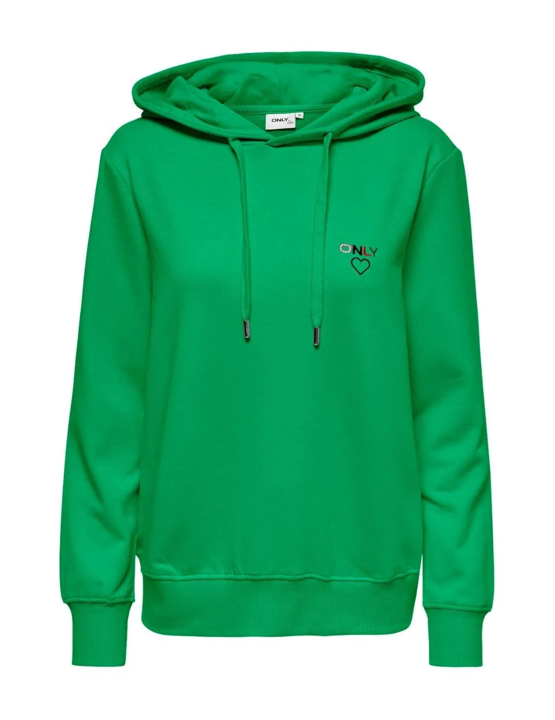 Sudadera Only Noomi verde logo con capucha para mujer