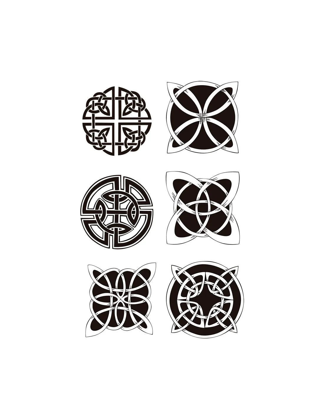 Tatuaje temporal con nudos y símbolos celtas y vikingos