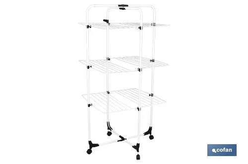 Tendedero de Torre | Fabricado en Acero Pintado y Polipropileno | Medidas 70 x 60 x 137 cm | 3 Niveles de Tendido