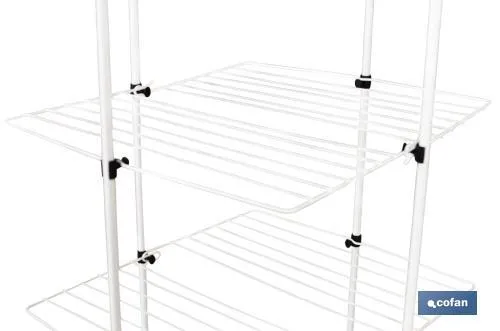 Tendedero de Torre | Fabricado en Acero Pintado y Polipropileno | Medidas 70 x 60 x 137 cm | 3 Niveles de Tendido