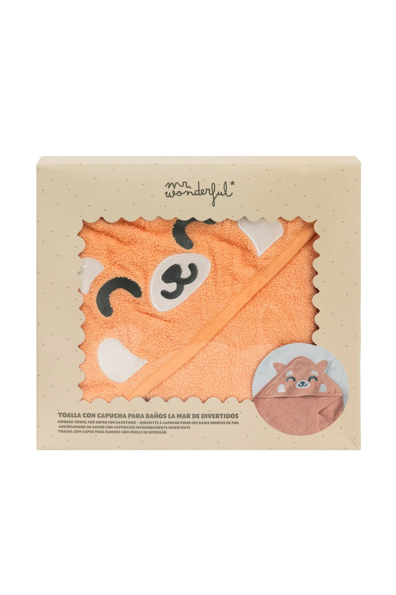 TOALLA CON CAPUCHA PARA BEB&EACUTE;S  PANDA ROJO