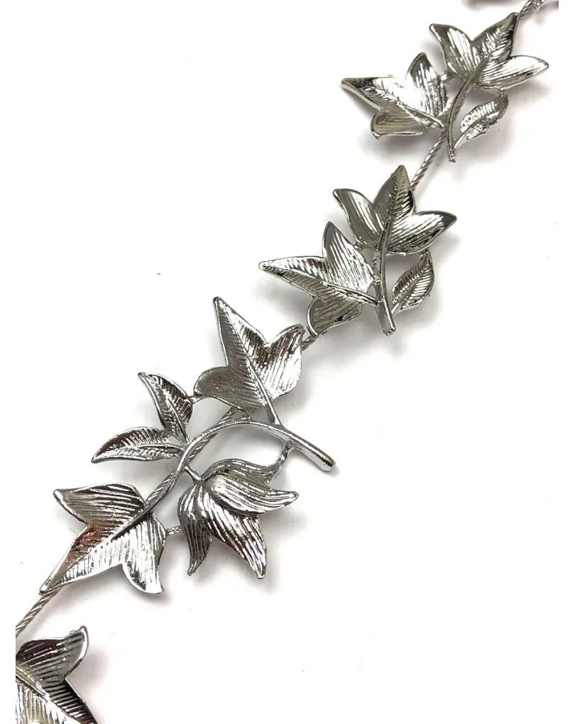 TOCADOS PLATEADOS DIADEMA FLEXIBLE CON HOJITAS PARA BODAS