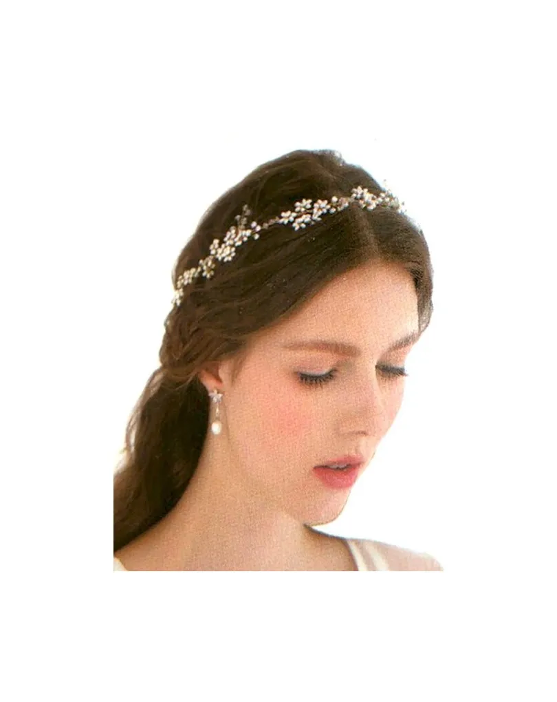 TOCADOS PLATEADOS DIADEMA FLEXIBLE CON HOJITAS PARA BODAS