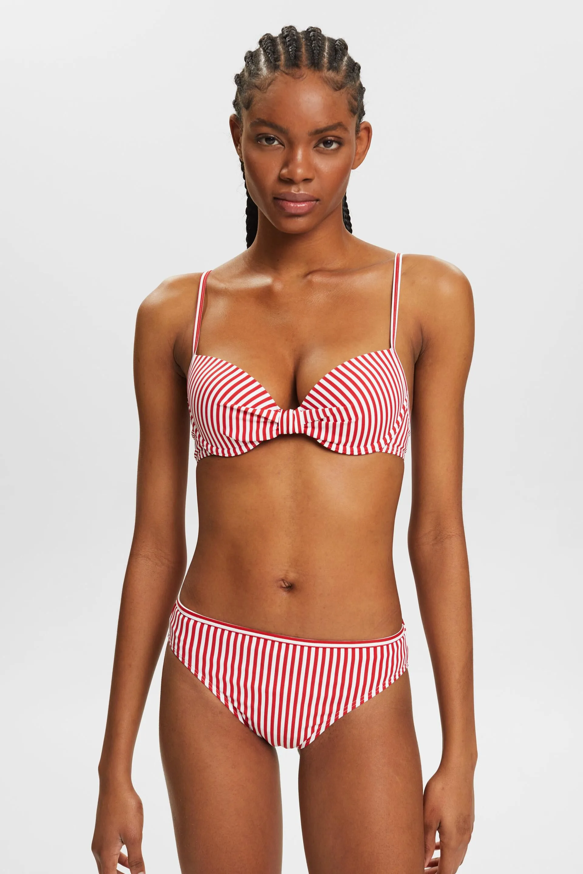 Top de bikini a rayas acolchado con aros