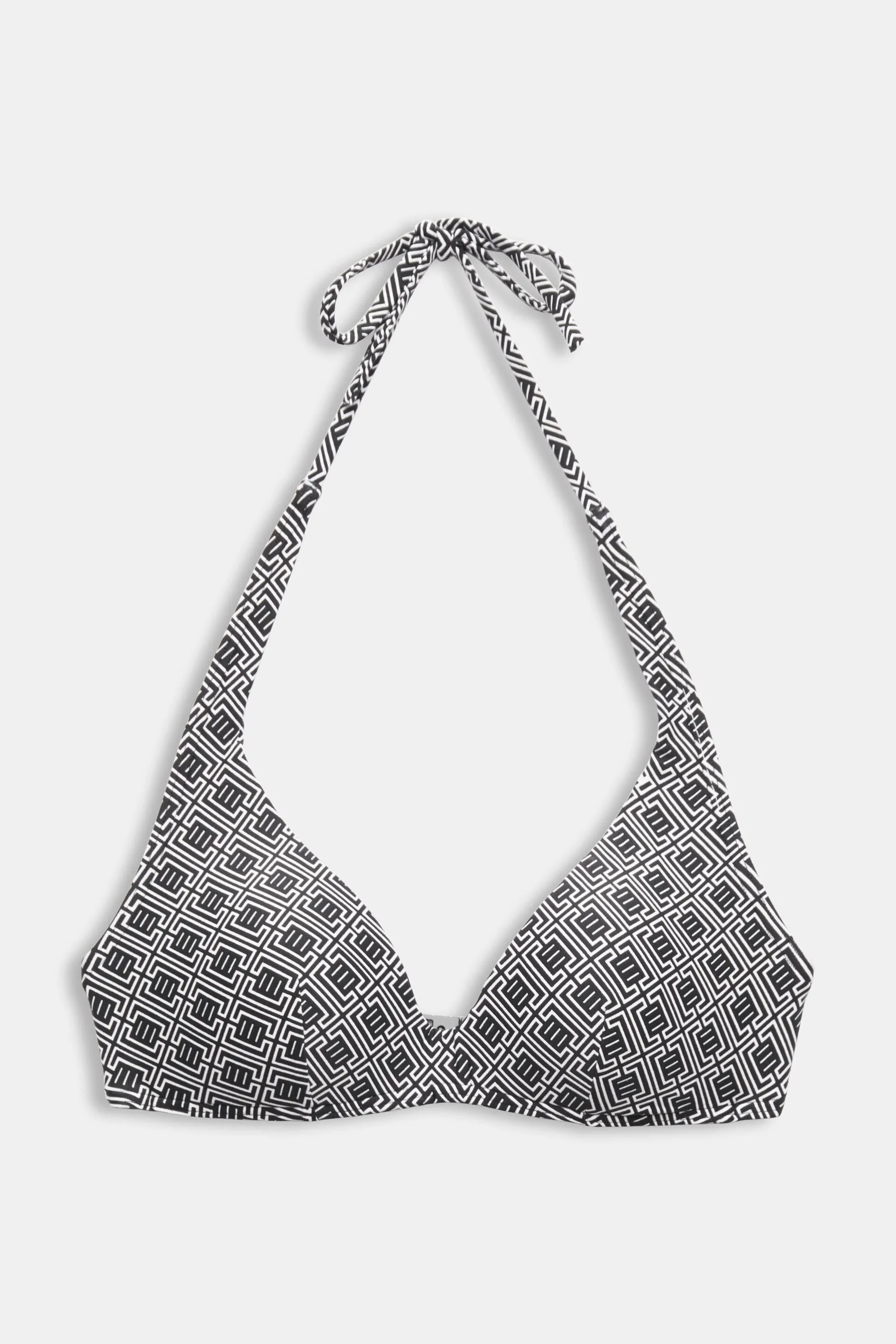 Top de bikini estampado con tirantes al cuello