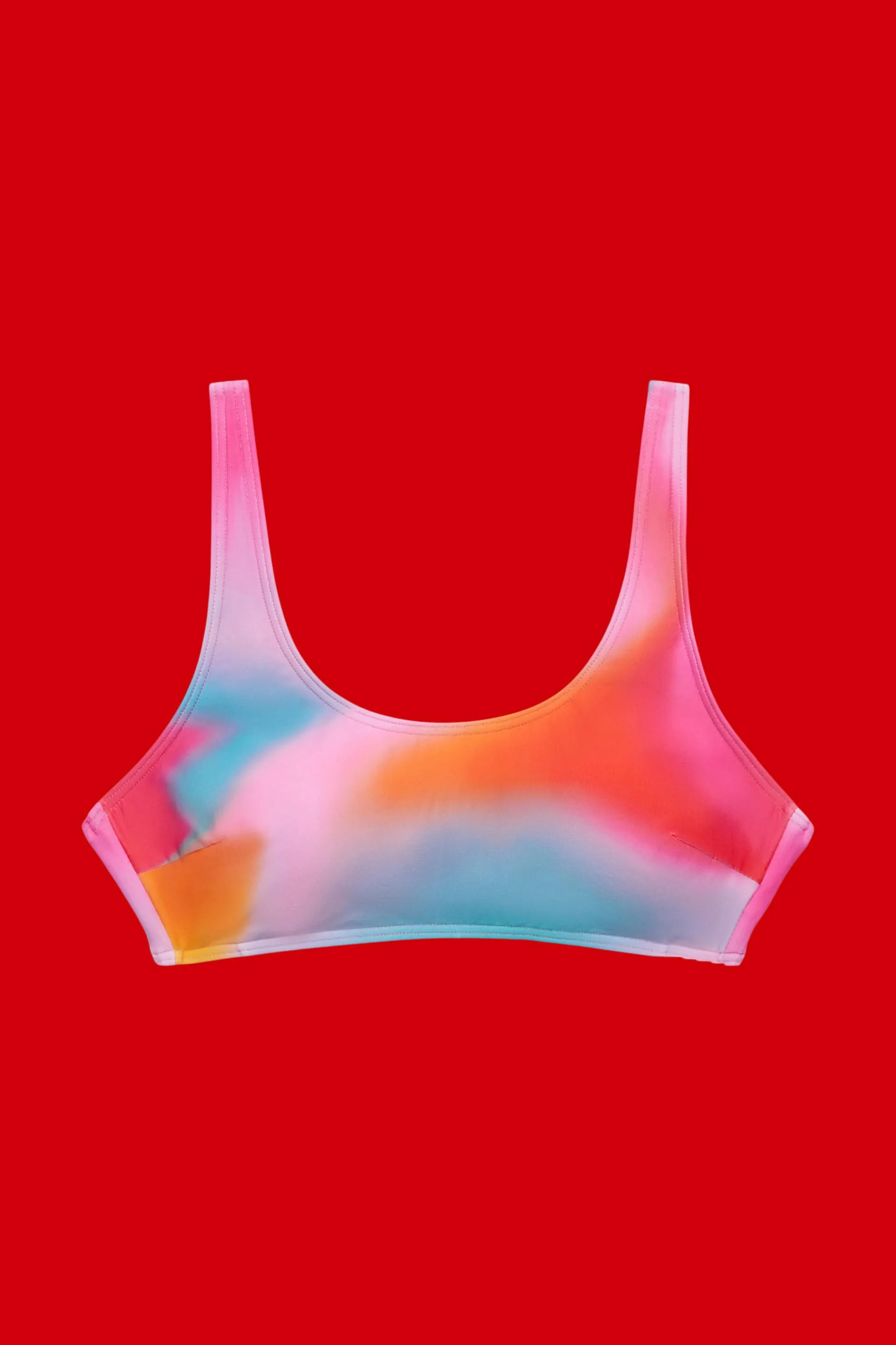 Top de bikini sin aros, con relleno y estilo tie dye