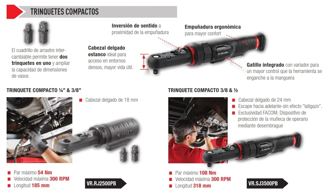 TRINQUETE NEUMATICO 1/2 3/8 FACOM VR.SJ3500PB