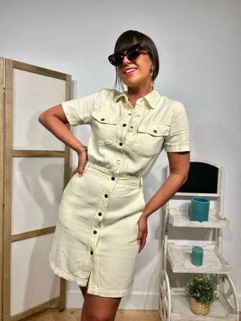 Vestido Camisero Vaquero HEYCUTE Crudo