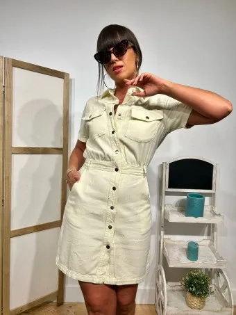 Vestido Camisero Vaquero HEYCUTE Crudo