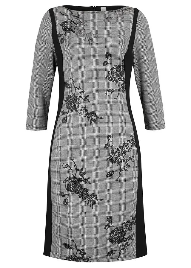 Vestido de tubo Negro de cuadros