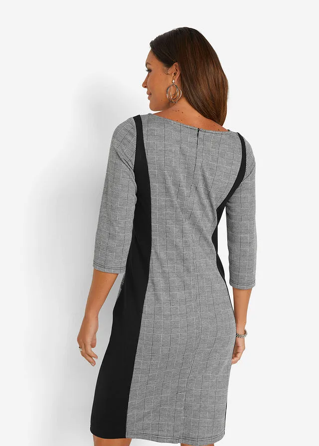Vestido de tubo Negro de cuadros