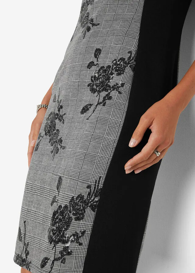 Vestido de tubo Negro de cuadros