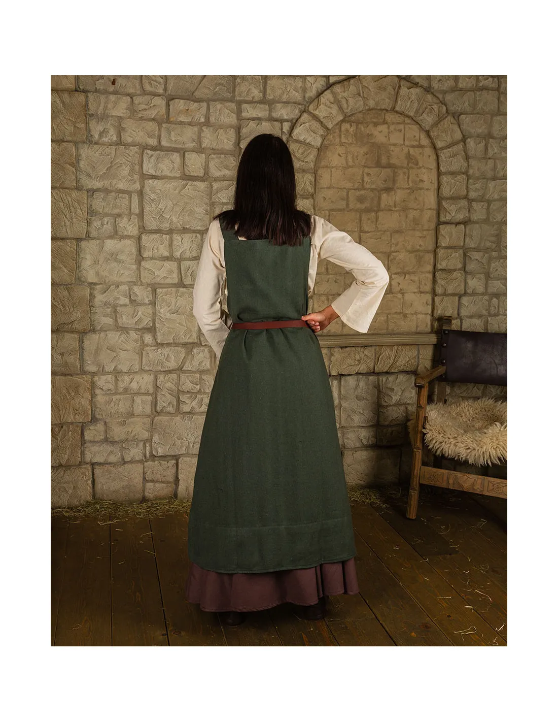 Vestido estilo delantal modelo Lientje, color verde