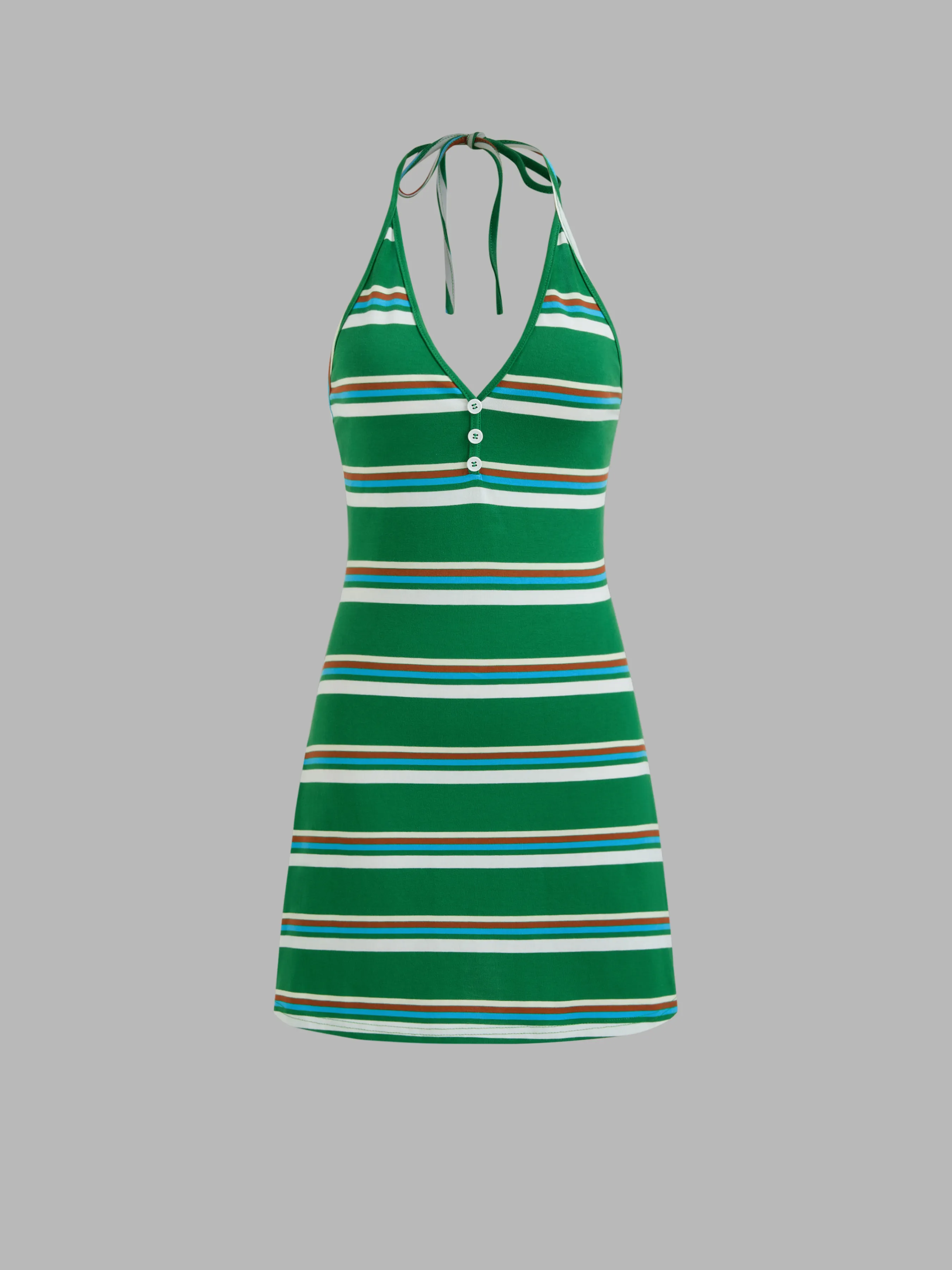 Vestido Mini a Rayas con Nudo en V