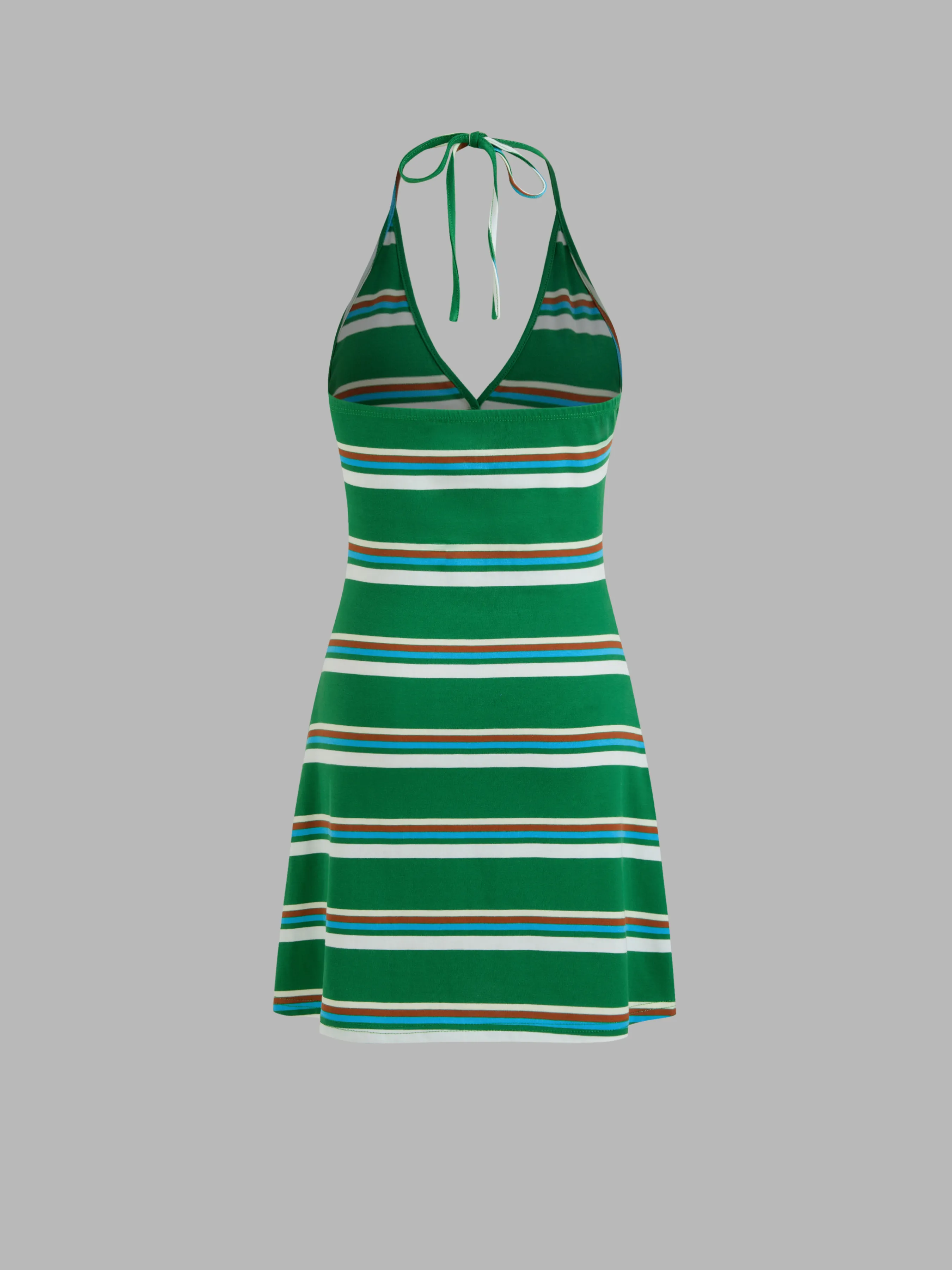 Vestido Mini a Rayas con Nudo en V