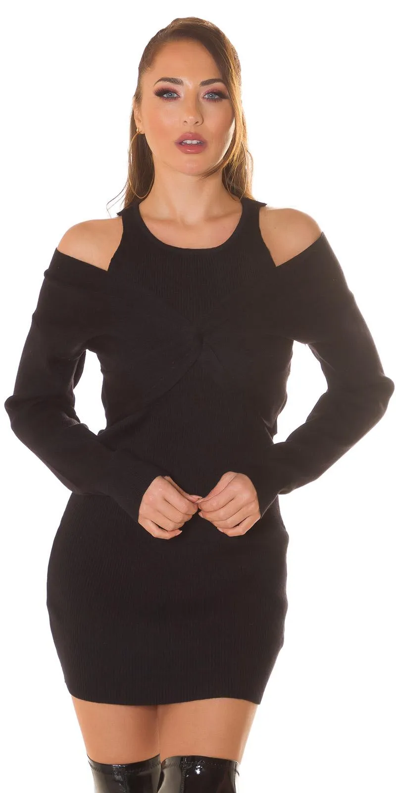 Vestido tejido de punto negro