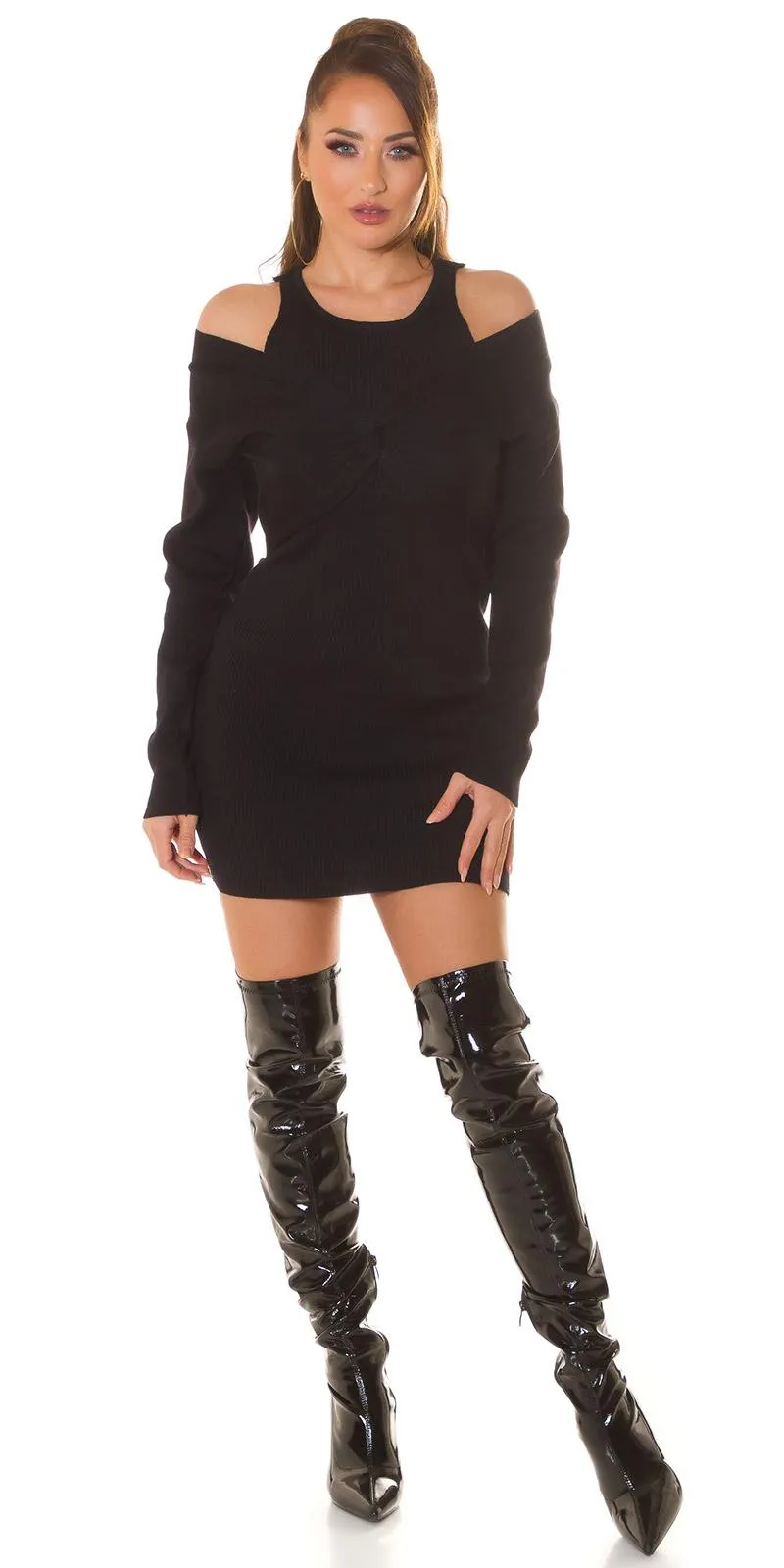 Vestido tejido de punto negro