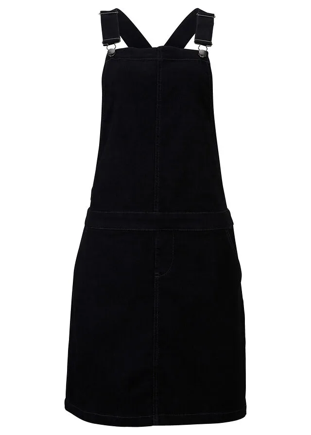 Vestido vaquero estilo peto, muy suave Negro