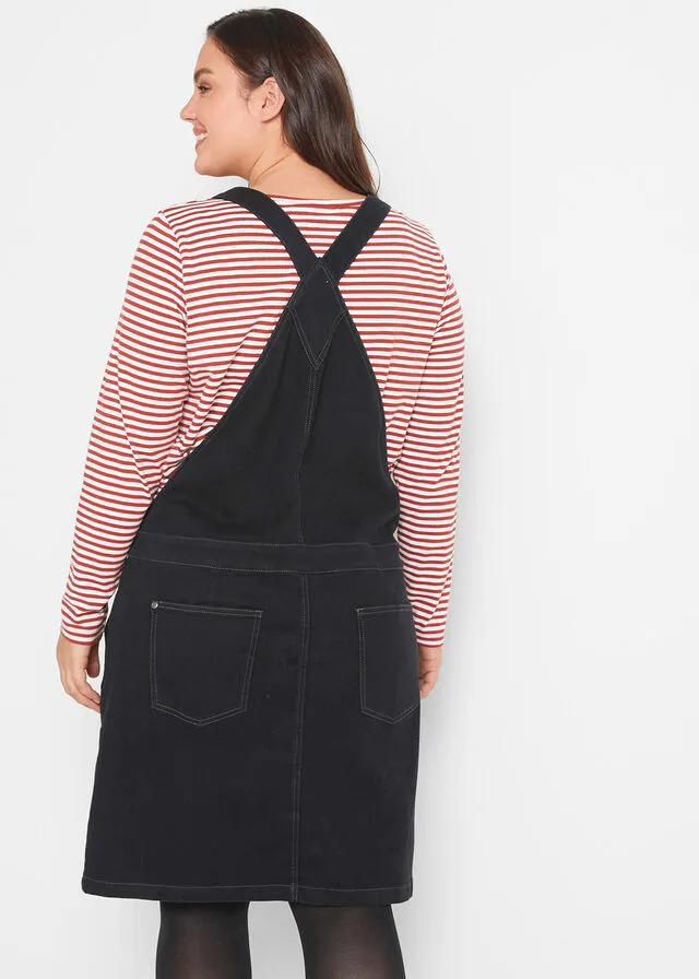 Vestido vaquero estilo peto, muy suave Negro