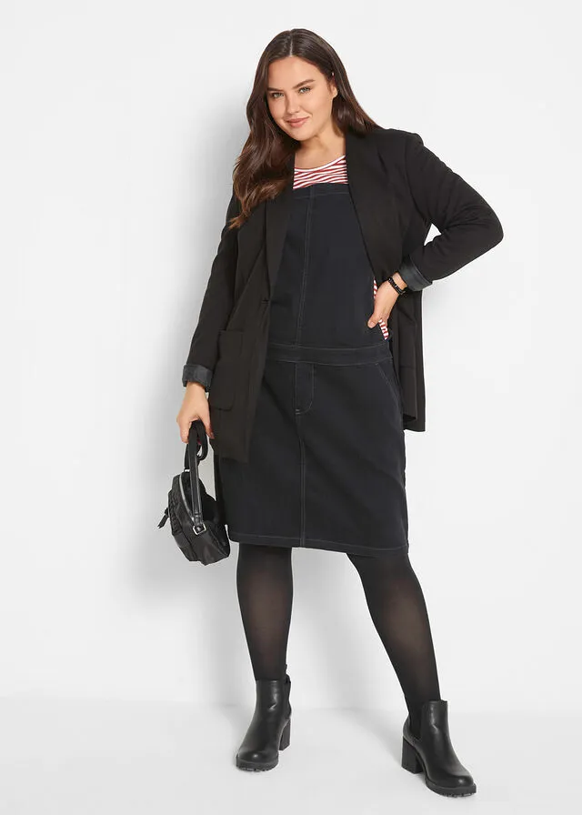Vestido vaquero estilo peto, muy suave Negro