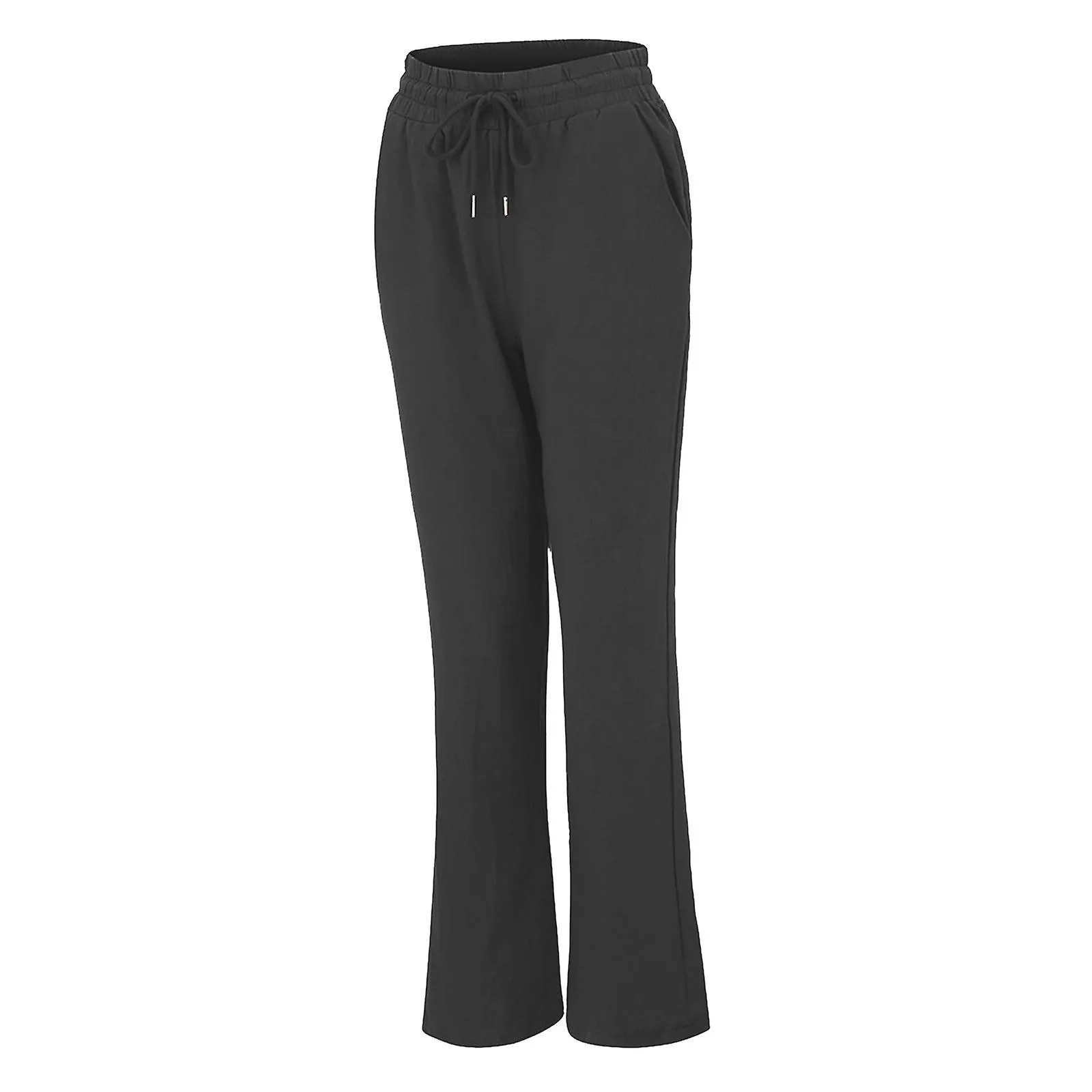 Women Casual Cotton And Linen Solid Drawstring Elastic Waist Long Straight Pants SZS0585