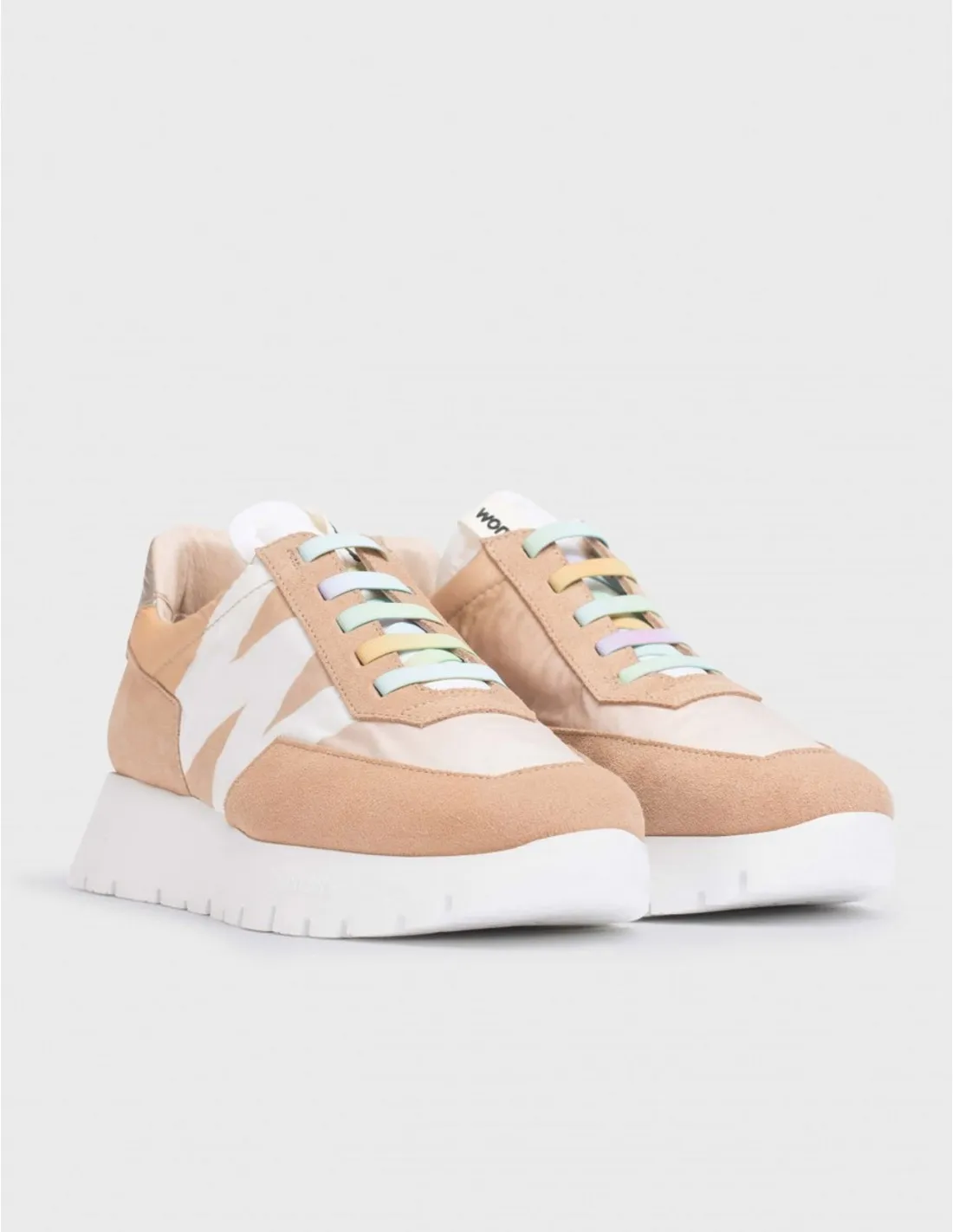 WONDERS Zapatillas Cordones Elásticos Beige