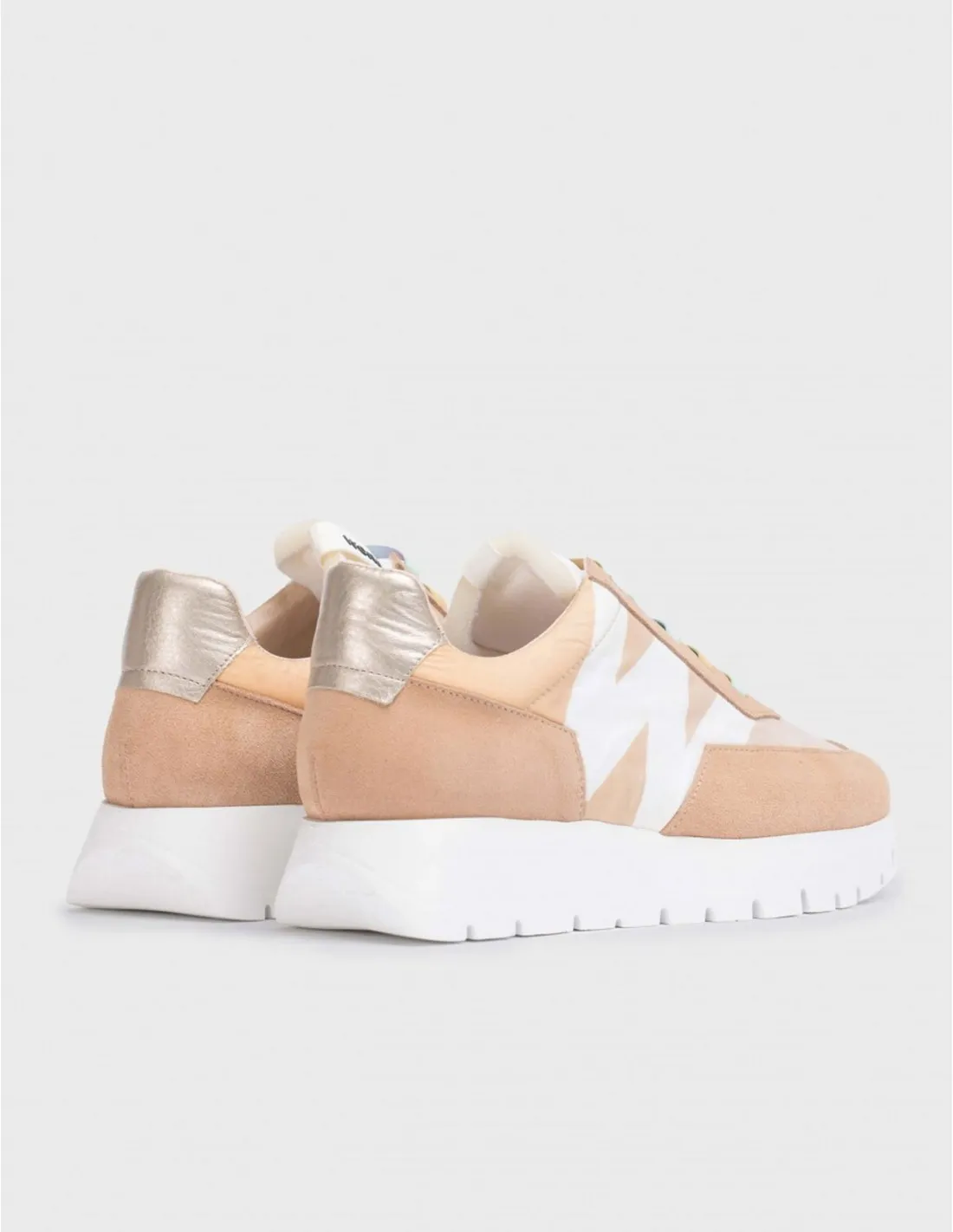 WONDERS Zapatillas Cordones Elásticos Beige