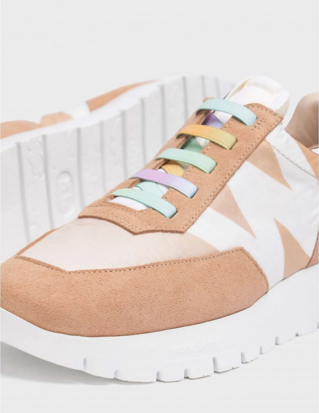 WONDERS Zapatillas Cordones Elásticos Beige
