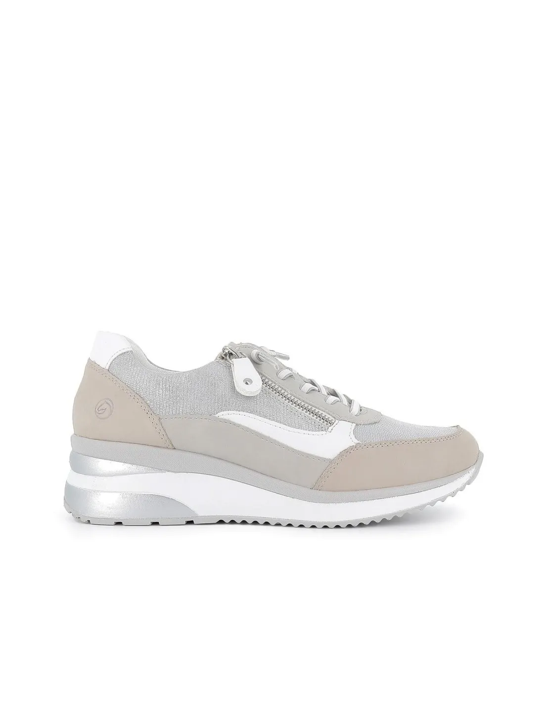 Zapatilla urbana plateada con cuña mujer Remonte
