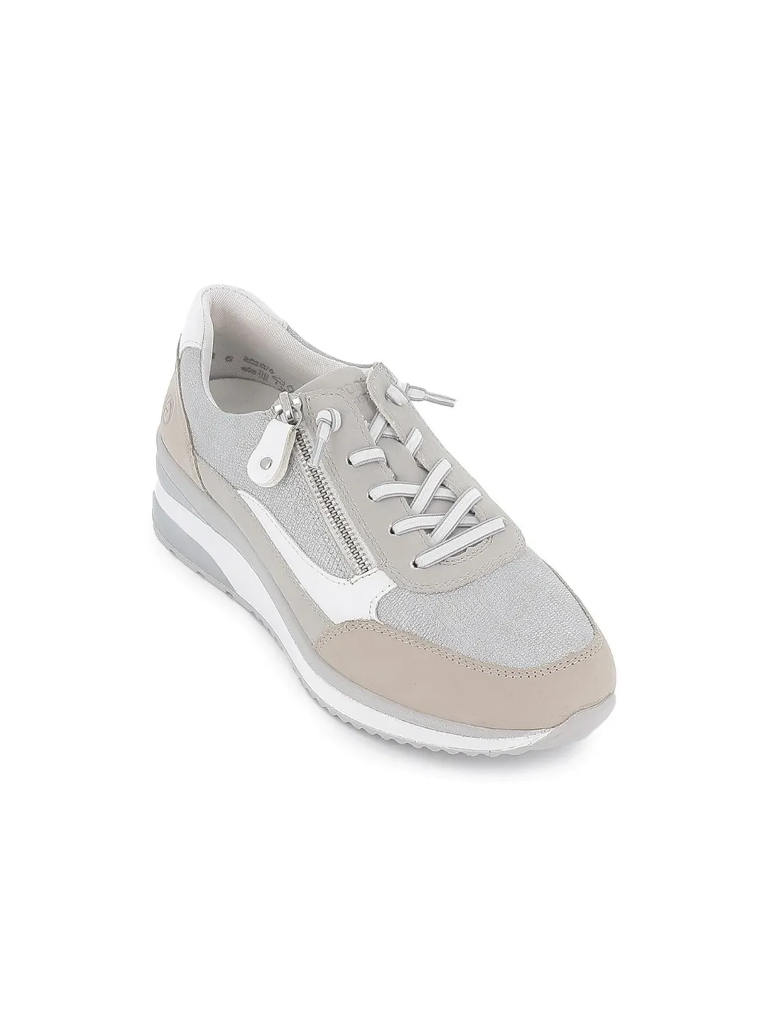 Zapatilla urbana plateada con cuña mujer Remonte