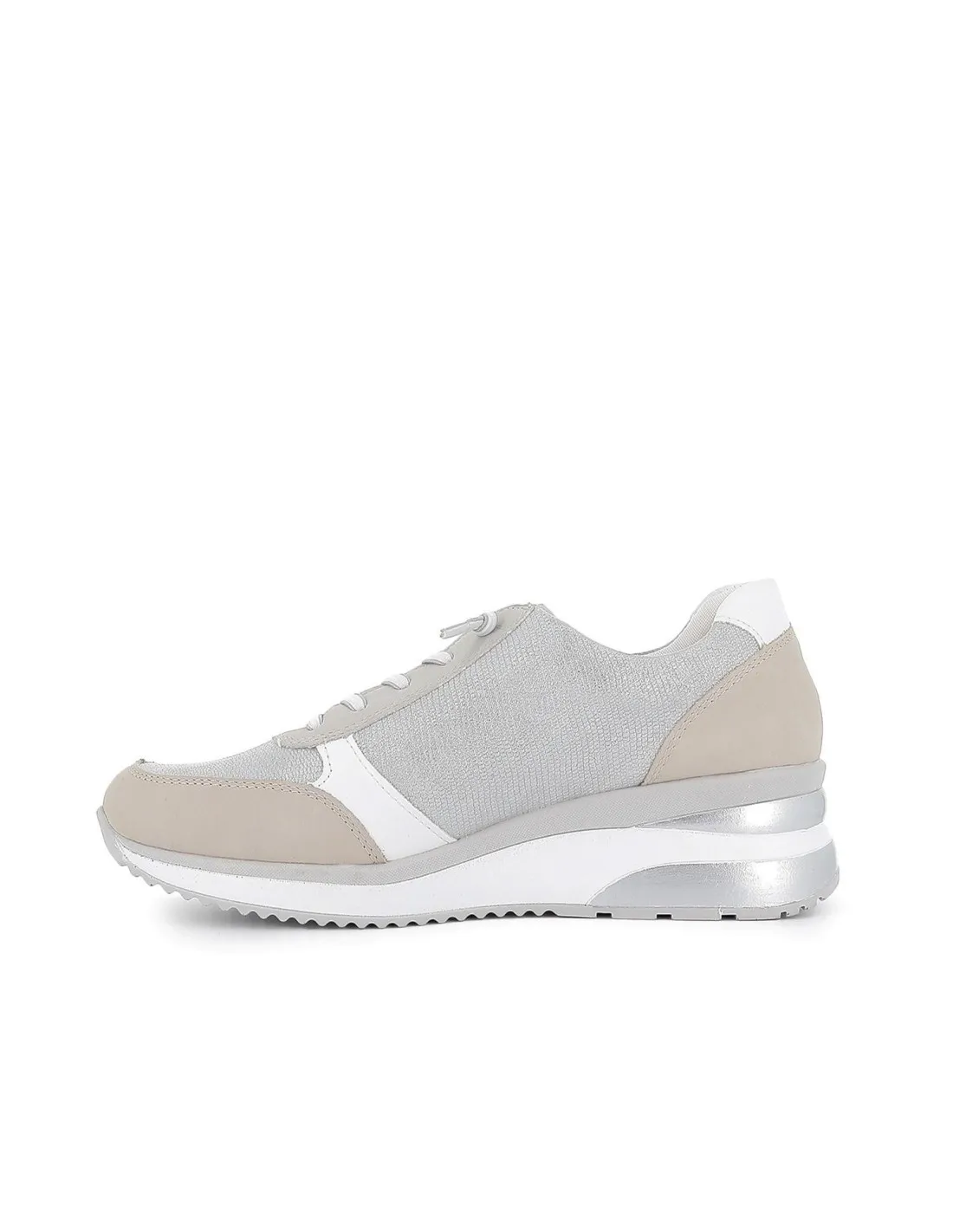 Zapatilla urbana plateada con cuña mujer Remonte