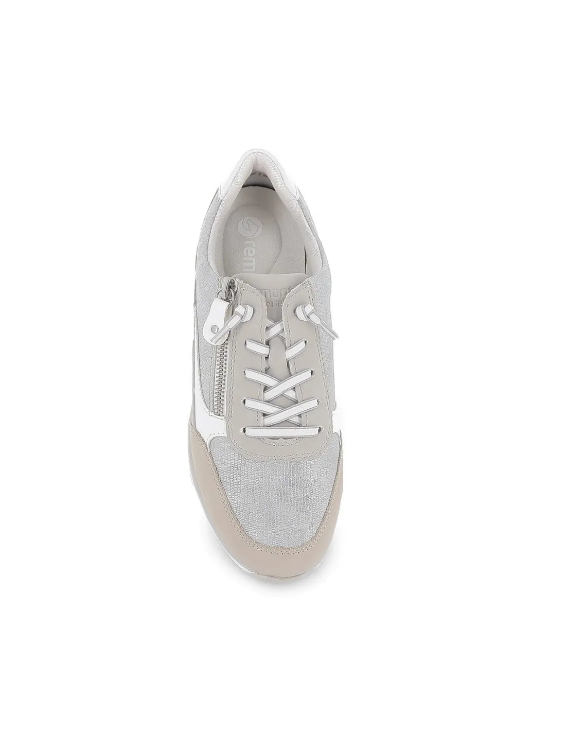 Zapatilla urbana plateada con cuña mujer Remonte