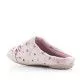 Zapatillas casa Vul·ladi grises con puntos y frase en la puntera