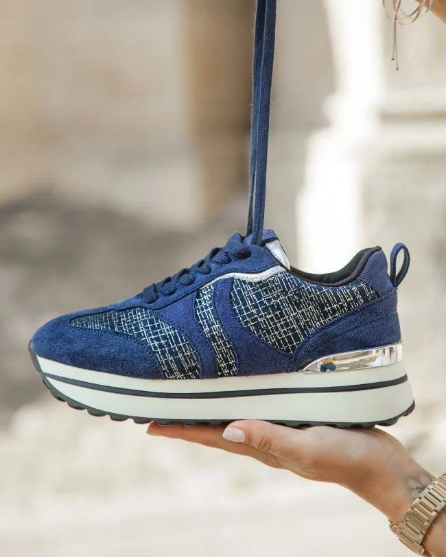 ZAPATILLAS DE PLATAFORMA PARA MUJER EN AZUL CON CORDONES  ARMANCE