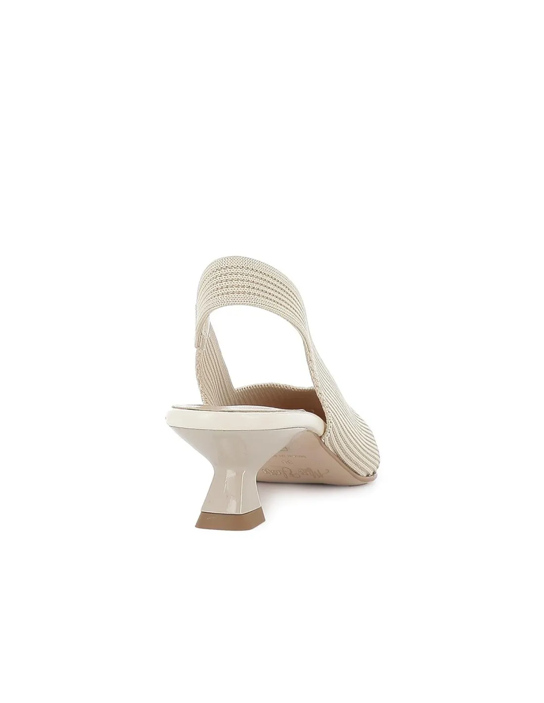 Zapato salon tejido licra con elastico y tacón mujer beige Miss Elastic