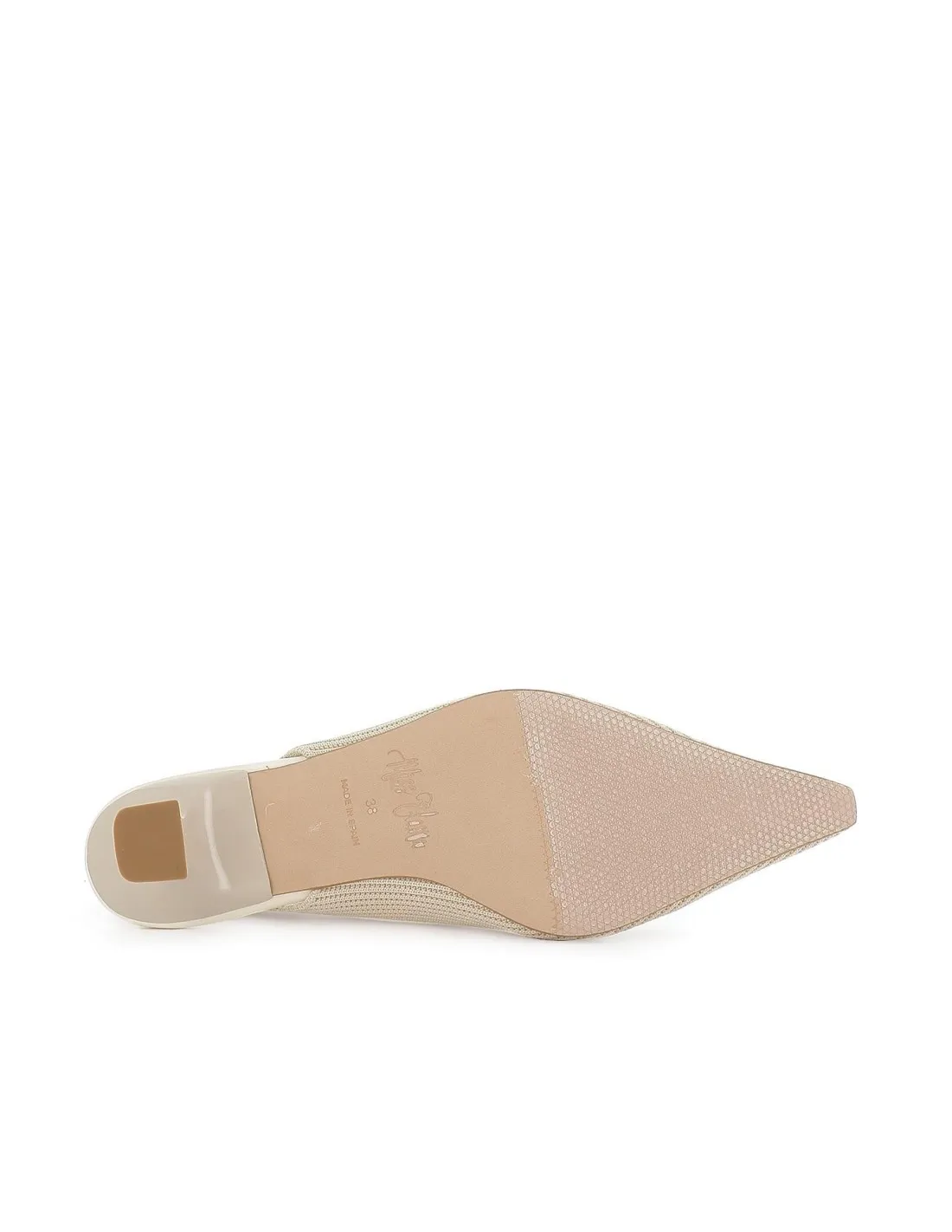 Zapato salon tejido licra con elastico y tacón mujer beige Miss Elastic
