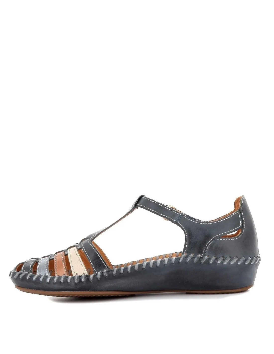 Zapato semiabierto con calado plano para mujer azul Pikolinos