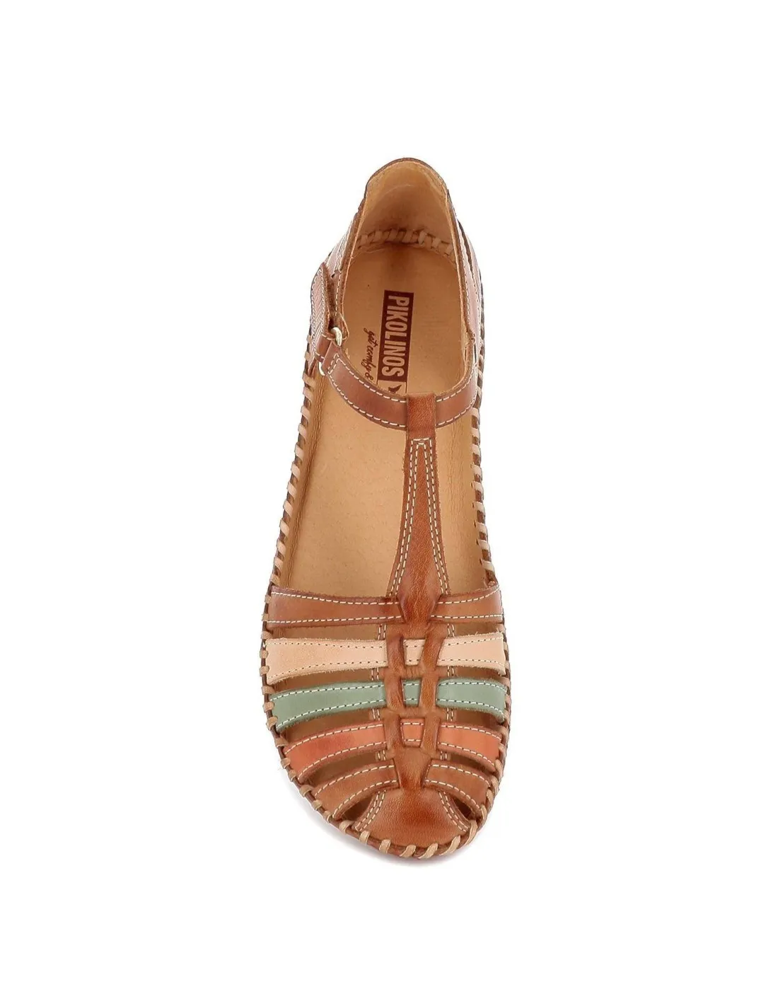Zapato semiabierto con calado plano para mujer cuero Pikolinos