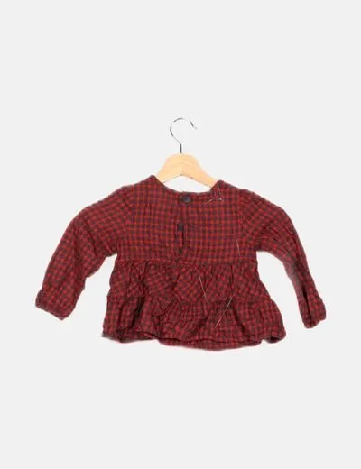 Zara Blusa bicolor estampado cuadros