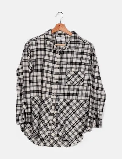 Zara Sobrecamisa bicolor estampado cuadros